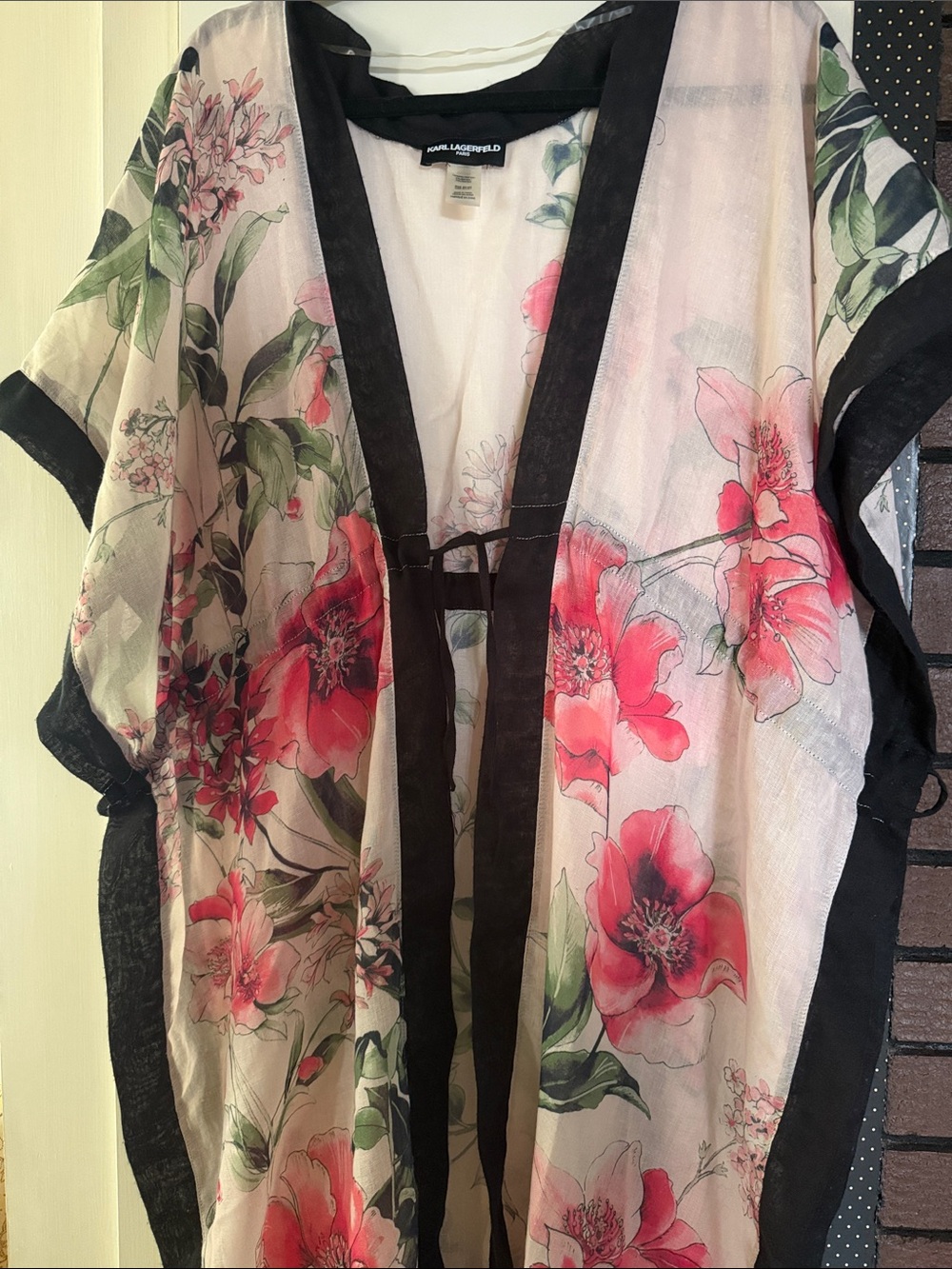 Karl Lagerfeld Sheer Floral Kimono Top One Size